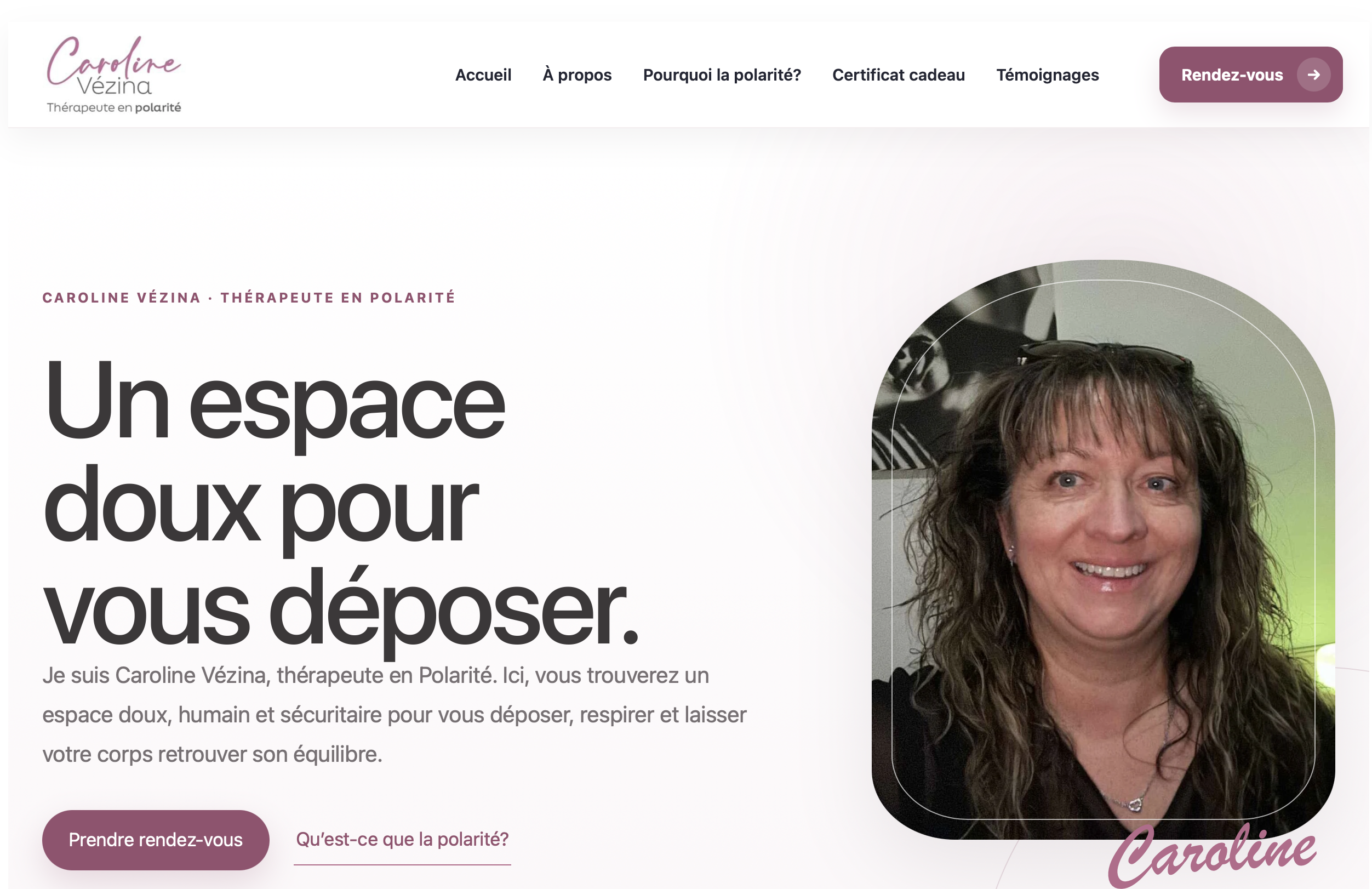 Capture du site Web de Caroline Vézina