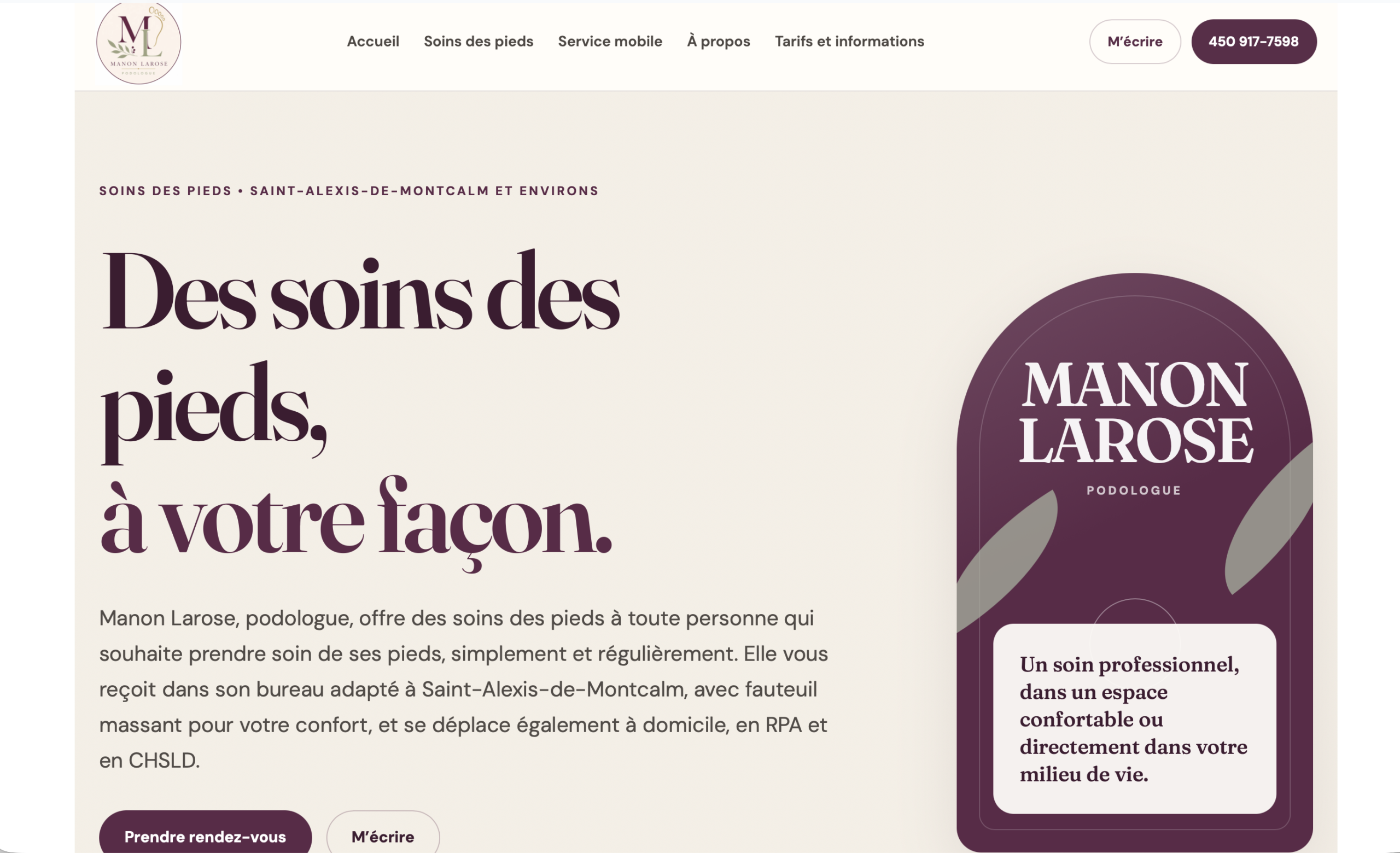 Capture du site Web de Manon Larose