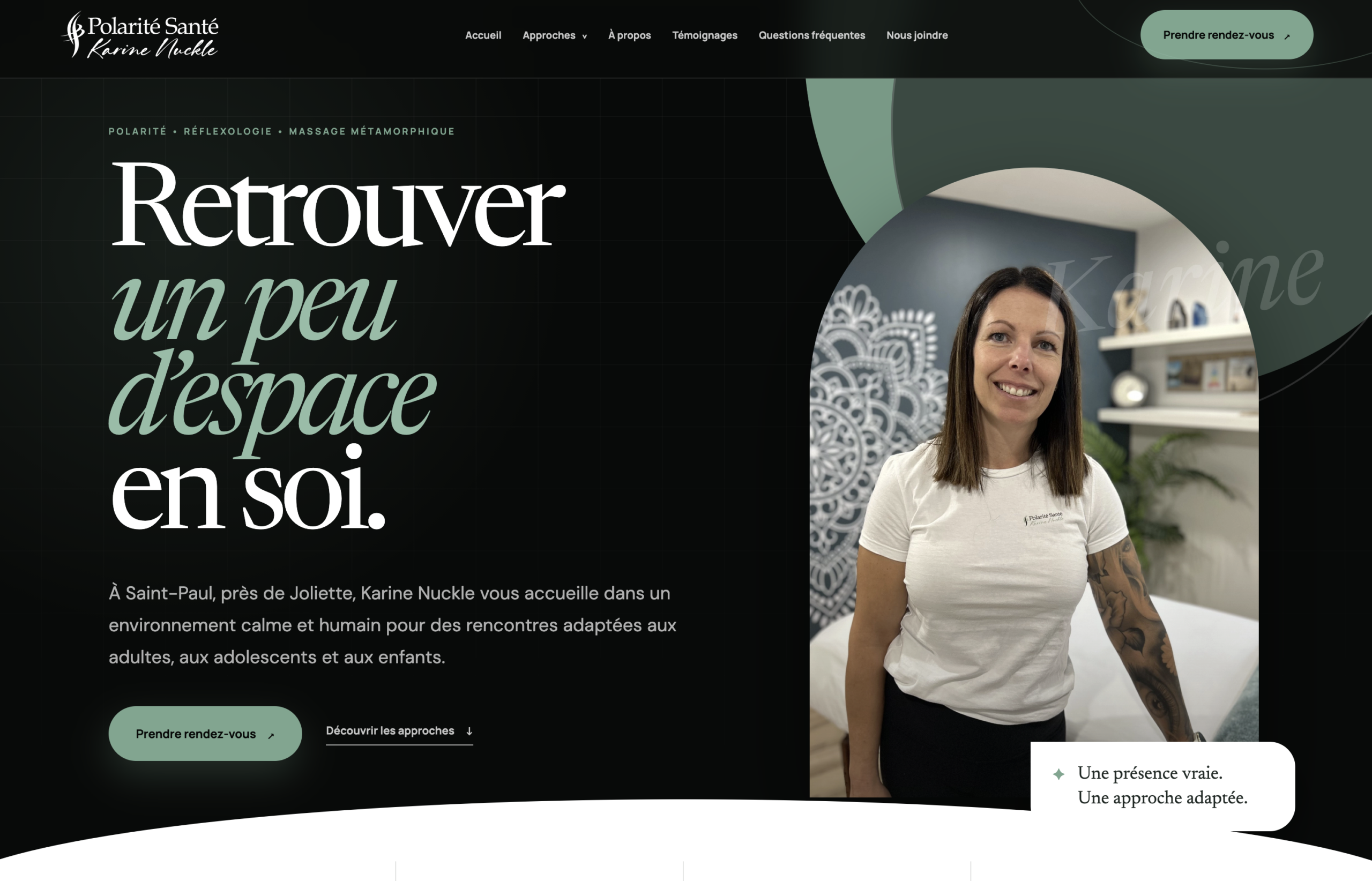 Capture du site Web de Karine Nuckle