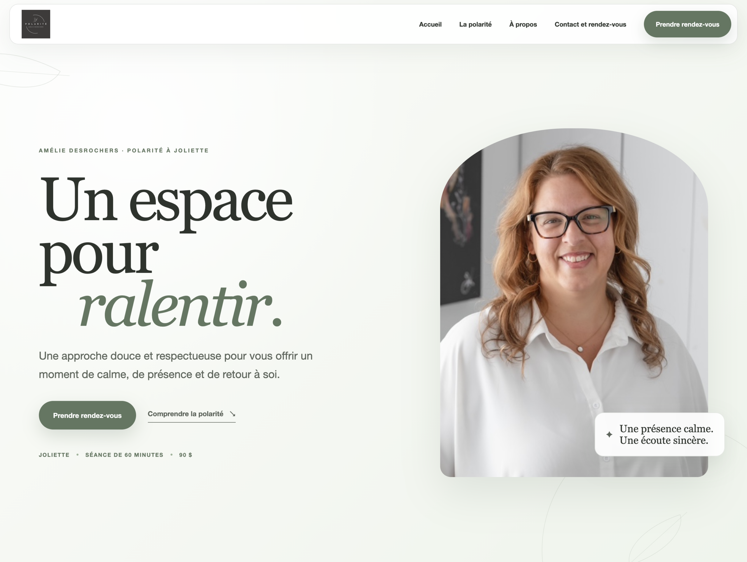 Capture du site Web d’Amélie Desrochers
