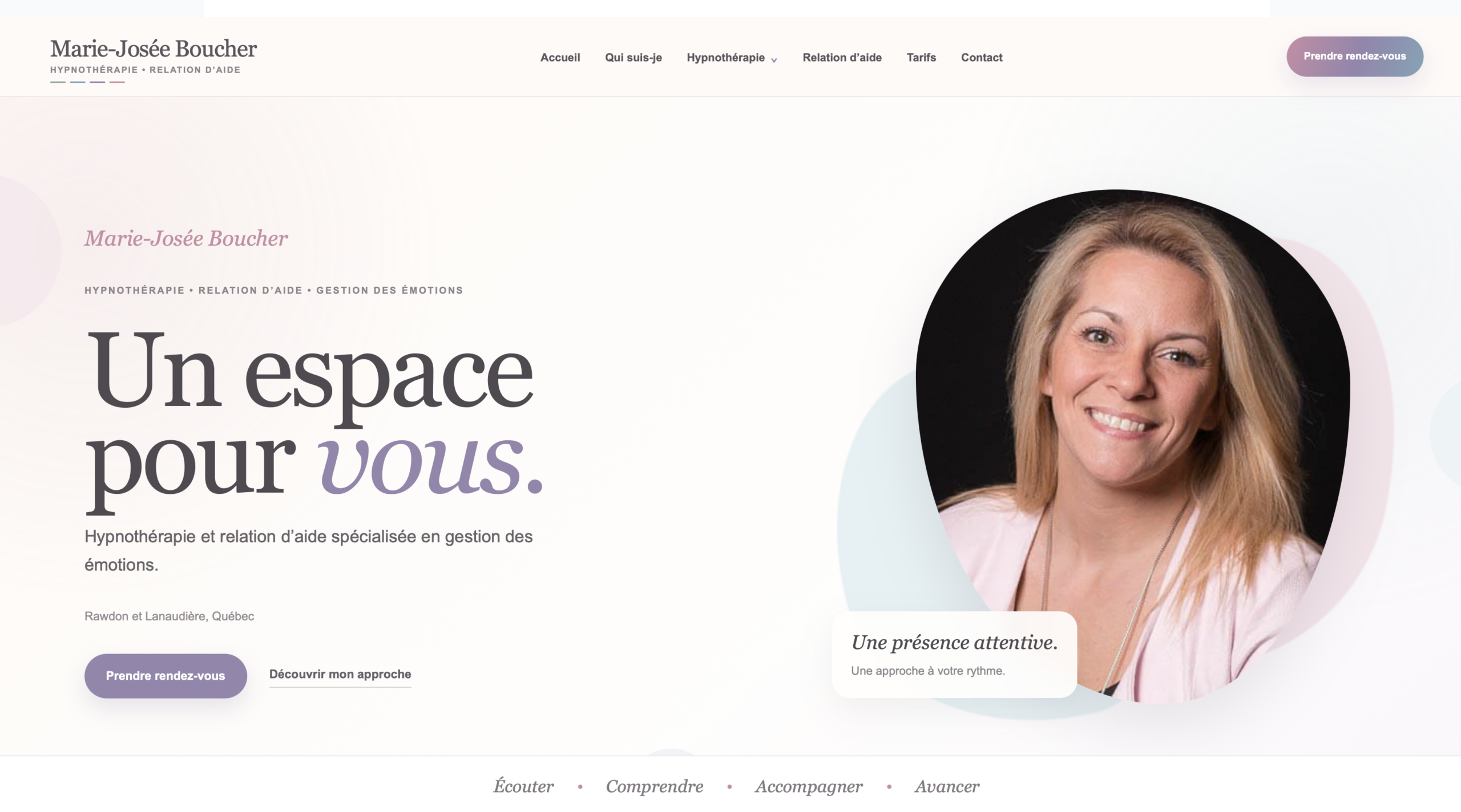 Capture du site Web de Marie-Josée Boucher